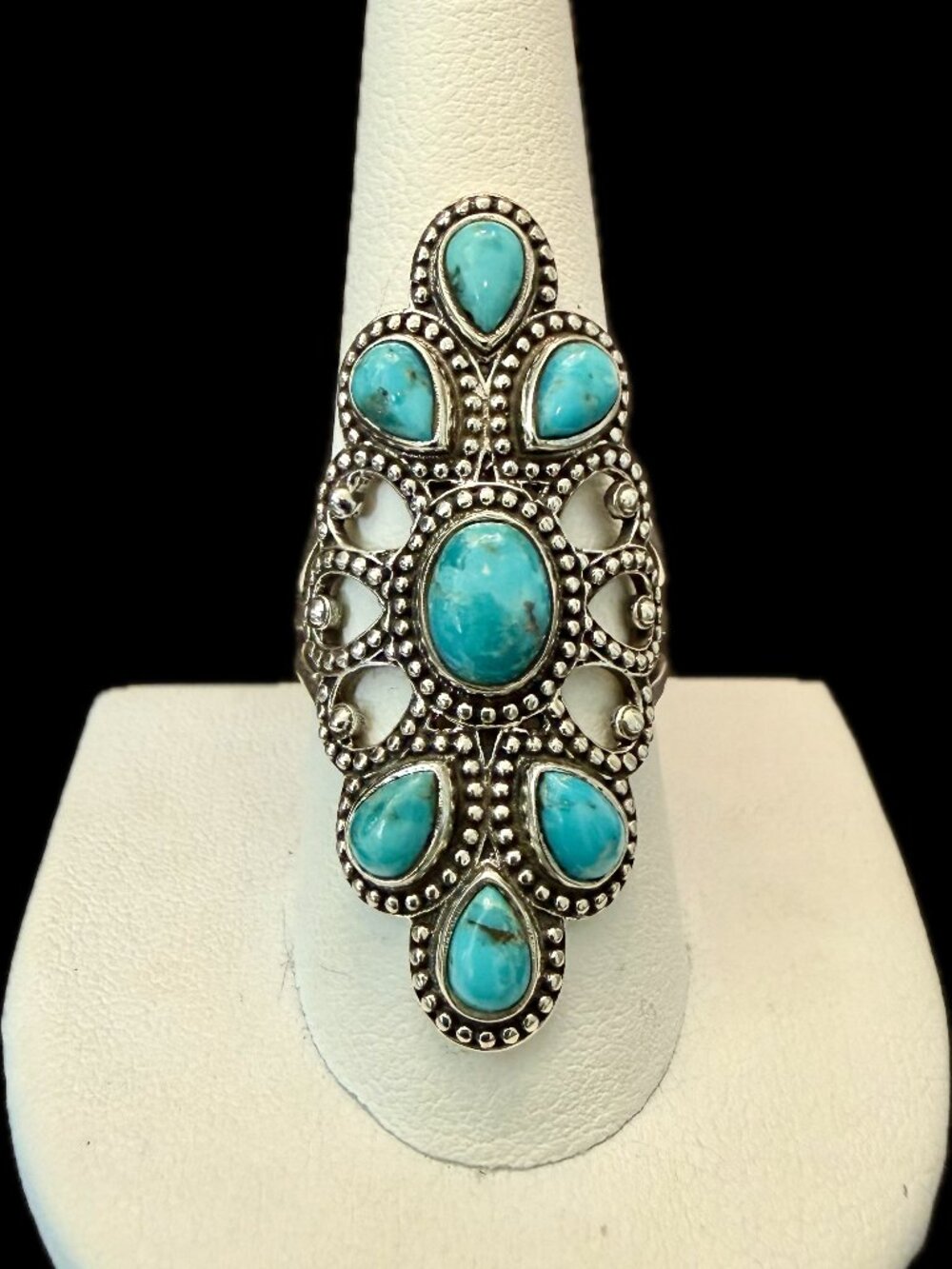 925 AMERICAN TURQUOISE multi stone Ring